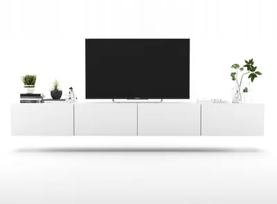 Zdjęcie produktu dla Szafka RTV Loft Wisząca Komoda RTV Biały MAT 240 cm zestaw