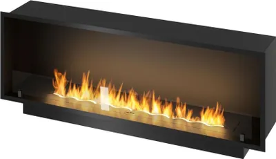 Image de Cheminée Bioéthanol Encastrable Inside Black 1500 - Noir Mat, Avec Vitre, Brûleur 5 L, Design Moderne