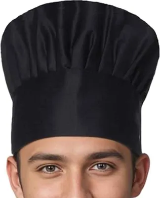 Produktbild von Verstellbare elastische Kochmütze für Erwachsene, Bäckermütze, Küchenmütze (Schwarz)