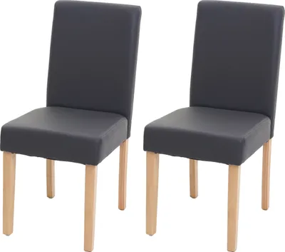 Obrázek produktu pro sada 2 jídelních židlí Kuchyňská židle Littau  Imitace kůže, matná šedá, světlé nohy