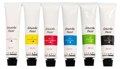 Image de Peinture gouache Couleurs standard - 6x20ml.