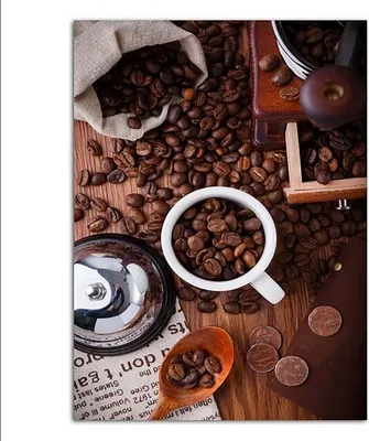 Produktbild von TPFLiving Kunstdruck LW-1570 (OHNE RAHMEN) Poster - Leinwand - Wandbild - Hochauflösender Giclée-Druck, langlebig und hochwertig - Dekoration Küche, Café, Kaffee und Keffeebohnen -  - Größe: 25x36cm