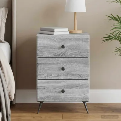 Productafbeelding van vidaXL Nachtkastje Sonoma-grijs, 43 x 41 x 66,5 cm, houtvezel