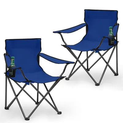Produktbild von SUNULA 2er Set Campingstuhl Faltbar bis 100 kg, Faltstuhl Klappstuhl mit Getränkehalter und Tasche, Blau