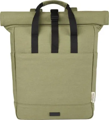 Imagen del producto de Mochila para portátiles "Joey", tipo roll-top, de lona, 15 litros, talla única (color verde oliva)