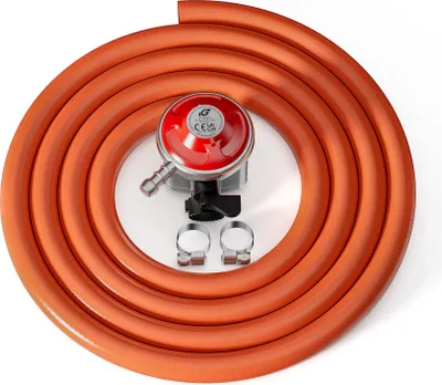 Obrázok produktu pre Wiltec regulátor tlaku 37 mbar 1,5 m hadica pre Veľkú Britániu, regulátor tlaku plynu pre konštantný tlak plynu, regulátor tlaku plynu s plynovou hadicou, regulátor tlaku pre plynové fľaše