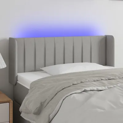 Produktbild von Design Möbel LED Kopfteil Hellgrau 93x16x78/88 cm Stoff - 2024 Neu