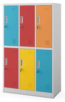 Produktbild von Jan Nowak Schließfachschrank 3B2AS Fächerschrank Wertfachschrank Umkleideschrank 6 Fächer Stahlblech Pulverbeschichtet 150 cm x 90 cm x 45 cm Grau-bunter