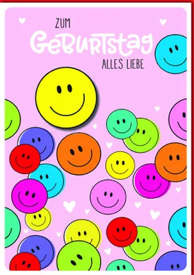 Produktbild von Geburtstag A4 Smileys und Herzchen alles Liebe Große DIN-A4-Karte mit Umschlag XXL-Karte