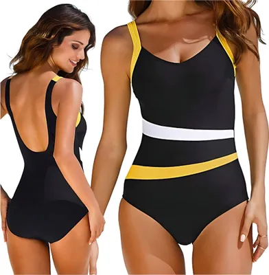 Immagine prodotto di Monokini costume da bagno intero snellente nero con strisce sulla schiena S