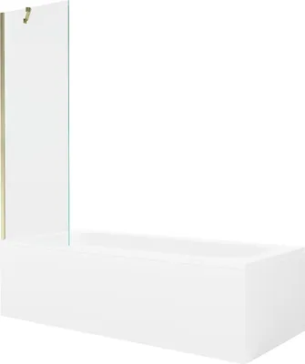 Produktbild von Mexen Vega Rechteckbadewanne 180 x 80 cm mit Verkleidung und 1-flügeliger 60 cm Schwenkwand, transparent, gold - 550118080X9506?