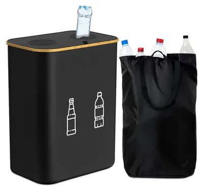 Produktbild von Pfandbehälter Mülleimer Flaschensammler - 160 Liter - Mit 2 Beuteln - Wasserdicht - Schwarz