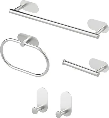 Image de Kit de 5 accessoires de salle de bain en acier inoxydable, porte-serviettes pour la salle de bain et la cuisine