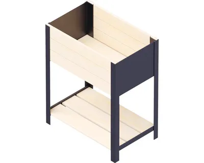 Obrázok produktu pre Kvetináč drevený s poličkou FRANCE a s čiernymi kovovými bokmi 118 x 36 x 72 cm borovica prírodná