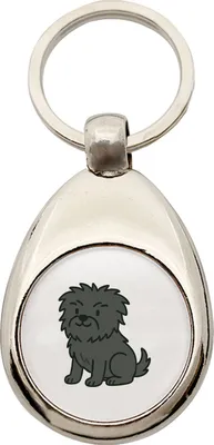 Produktbild von Huuraa Schlüsselanhänger Affenpinscher Comic Affi Metall Schlüsselring Einkaufswagenchip Geschenkidee