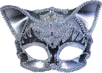 Produktbild von Bristol Novelty Uni Katzenmaske mit Schmucksteinen, für Erwachsene BN1244 (Einheitsgröße) (Silber)