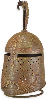Produktbild von Ritterhelm mit Ständer LARP Ritter Krieger Dekoration Metall 46cm Antik-Stil