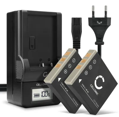 Image de CELLONIC 2x Batterie pour Appareil photo Compatible avec Pentax Optio E85, Optio M85, D-LI95 - (700mAh, 3.7V) + Chargeur