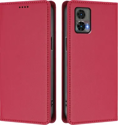 Produktbild von Handyhülle für Motorola Edge 30 Neo, Kunstleder Klapphülle Stoßfeste Magnetische Hülle mit Ständer Rot