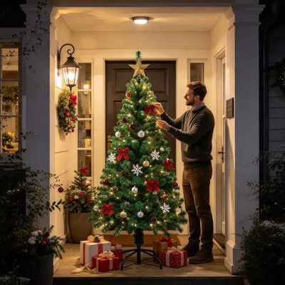 Productafbeelding van YARDIN Kunstkerstboom in de kleur groen, 1,8 meter hoog, zelf te decoreren, herbruikbaar voor binnen, eenvoudig op te zetten