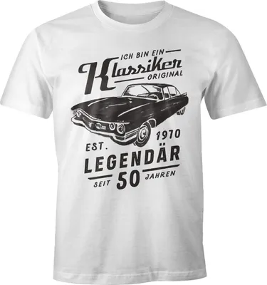 Produktbild von Herren T-Shirt Geburtstag Jahrgang und Alter individuell anpassbar Geschenk für Männer Oldtimer Klassiker MoonWorks® weiß XXL