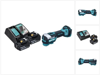Zdjęcie produktu dla Akumulatorowe narzędzie wielofunkcyjne Makita DTM 52 RT 18 V Starlock Max Brushless + 2x akumulator 5,0 Ah + ładowarka