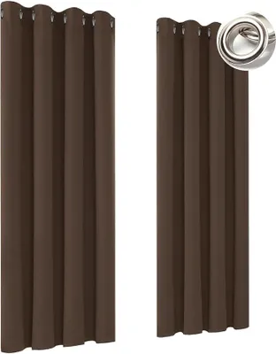 Produktbild von Wohnzimmer Gardinen mit Ösen H230 x B250 cm Dicke Thermogardine Kälteschutz Warm Verdunkelungsvorhang Thermovorhang 2Er Set für Büros Wohnzimmer Schlafzimmer, Taupe