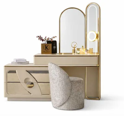Obrázek produktu pro toaletní stolek se stoličkou. Moderní design, nábytek do ložnice