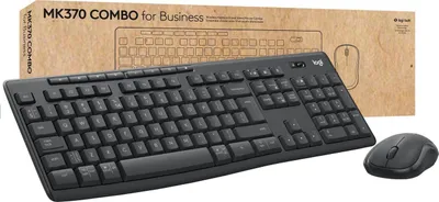 Zdjęcie produktu dla Logitech MK370 Combo for Business, Bezprzewodowy, Bluetooth, Membranowa, QWERTY, Grafitowy, Dołączona myszka