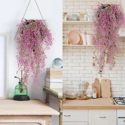 Zdjęcie produktu dla 4 sztuki sztucznych wiszących kwiatów, 85 cm, sztuczna roślina wisząca, plastikowe wiszące kwiaty na ścianę, balkon, do ogrodu, na wesele, do dekoracji wnętrz i na zewnątrz (róża)