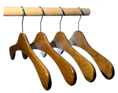 Produktbild von Holzkleiderbügel, Garderobenbügel aus Buchenholz, 5 Stück (Eiche gebeizt)