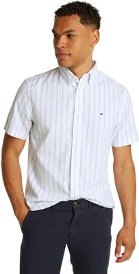 Zdjęcie produktu dla Koszulka męska Tommy Hilfiger, krótki rękaw, materiał: poplin, wielokolorowa (Sweet Blue/Optic White)