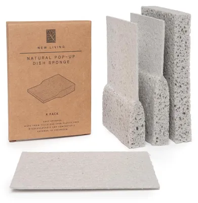 Pop-up-Schwämme aus Cellulose, 4 Stück, 14x10x2 cm, kompostierbar