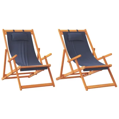 Produktbild von vidaXL Strandstühle 2 Stk. Klappbar Blau Stoff