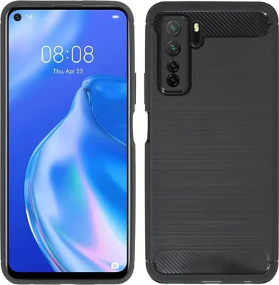 Zdjęcie produktu dla cofi1453® Silicone Case Carbon kompatybilny z HUAWEI P40 LITE 5G Etui TPU Miękkie etui na telefon komórkowy Pokrowiec ochronny Czarny
