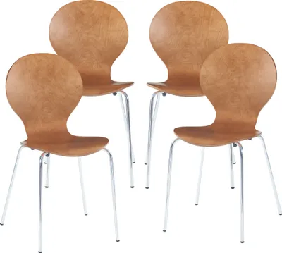 Image de Chaise de salle à manger 'Etne' set de 4 pièces bois métal 85 x 48 x 50 cm aspect noyer / chrome