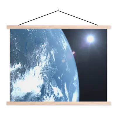 Produktbild von MuchoWow® Textilposter Die Erde des Sonnensystems 60x45 cm mit holzfarbenen Rahmen - Bild