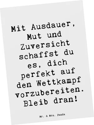 Produktbild von Mr. & Mrs. Panda Postkarte Spruch Wettkampfvorbereitung meistern - Weiß - Geschenk, Postkarten, Erfolg, Grußkarte, niemals aufgeben, Ermutigung, Mut, Vertrauem, Radfahren
