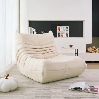 Produktbild von okwish Freizeitsessel, Fernsehsessel, Kinosessel, Sofa-Freizeitsessel, Einzelsofa, Faules Sofa, indoor-Sitzkissen,Beige (Teddyfleece + Schwamm)
