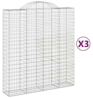 Imagen del producto de vidaXL: 3 gabiones con forma de arco, 200x50x220/240 cm, fabricados en hierro galvanizado