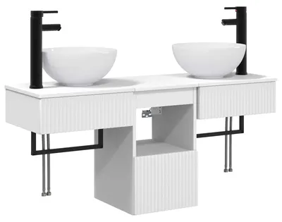 Produktbild von vidaXL Badezimmermöbel-Set 3 stk. Weiß Holzwerkstoff