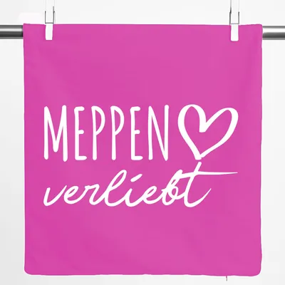 Produktbild von Huuraa Kissenbezug Meppen verliebt 40x40cm Fuchsia Baumwolle Dekokissenbezug Geschenkidee