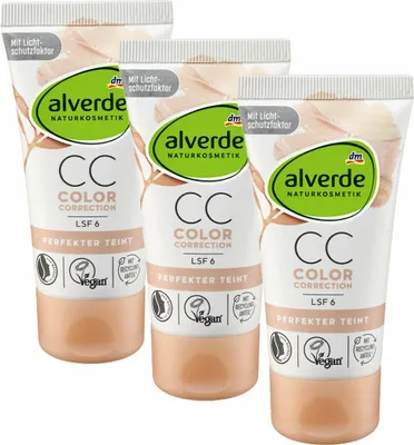 Zdjęcie produktu dla 3 x alverde Naturkosmetik - Krem na dzień / Krem do twarzy cc Colour Correction Perfect Complexion SPF 6 (3 x 50 ml)