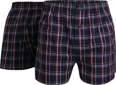 Produktbild von GÖTZBURG Herren Boxershort, Baumwolle, Unterhose, Shorts - Boxers - Popeline, blau kariert, mit Eingriff, 2er Pack Größe: XXL
