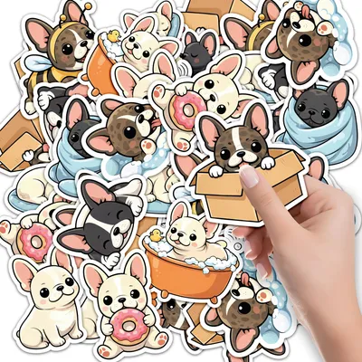 Produktbild von STICKER ETIKETTEN HEFT 10 St. - Tier Hund Hündchen BULDOG FRANCUSKI