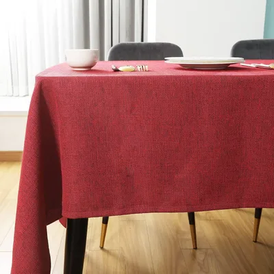 Produktbild von Tischdecke Leinen Rot 120 x 120 cm Eckig Abwaschbar