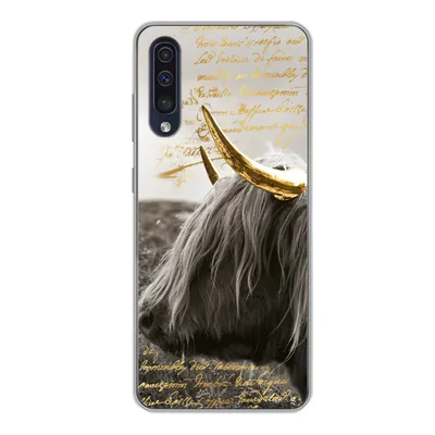 Produktbild von MuchoWow® Handyhülle Schutzhülle Hülle für Samsung Galaxy A50 Schottischer Highlander - Gold - Hoorn Silikon Softcase Handy Hülle - Mobiltelefonhülle