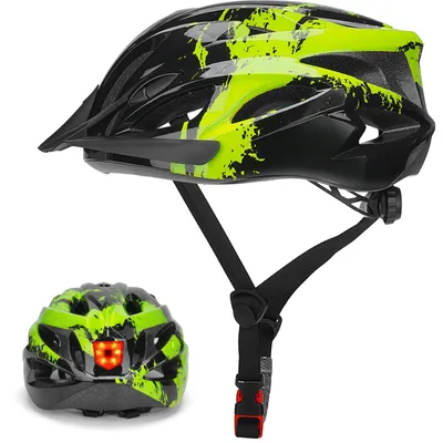 Produktbild von Fahrradhelm 57-62 cm, verstellbar, mit Licht, grün, für Rennrad