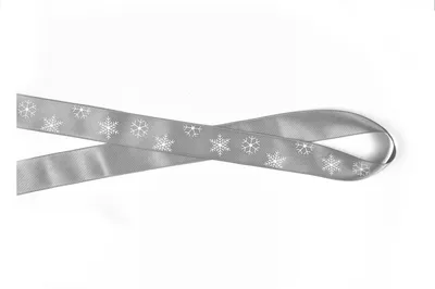 Produktbild von Satinband 25mm, weiße Schneeflocken, 20 Meter, Farbauswahl:grau 012H