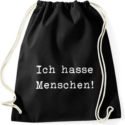 Produktbild von Turnbeutel Ich hasse Menschen Spruch Moonworks® schwarz unisize